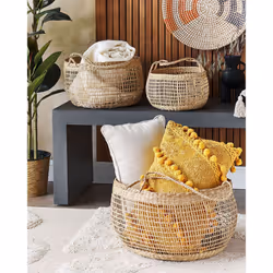 Set of 3 Baskets ARAPAIMA Seagrass Natural