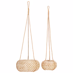 Set of 2 Plant Pots REMORA Wicker 27/22 cm Natural