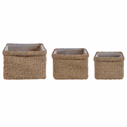 Set of 3 Plant Pots RIVULINE Wicker Natural