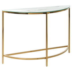 Console Table ORITA Tempered Glass White Marble