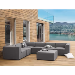 Garden Corner Sofa with Ottoman 7 Seater AREZZO Right Hand Modular Grey