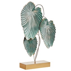 Figurine Leaf SODIUM Metal Teal