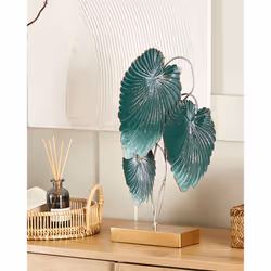 Figurine Leaf SODIUM Metal Teal