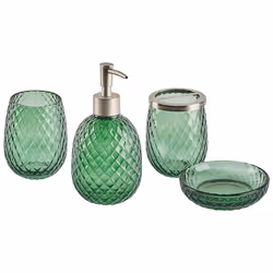 4-Piece Bathroom Accessories Set CANOA Glass Green