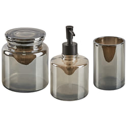 3-Piece Bathroom Accessories Set MANAGUA Glass Grey