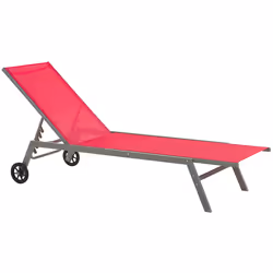 Sun Lounger LEVANZO Reclining Metal Red