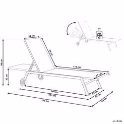 Sun Lounger LEVANZO Reclining Metal Red