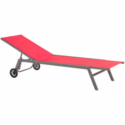 Sun Lounger LEVANZO Reclining Metal Red