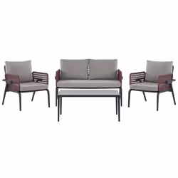 Garden Lounge Set with Table 4 Seater SCIACCA Metal Grey