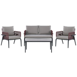Garden Lounge Set with Table 4 Seater SCIACCA Metal Grey