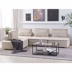 Modular Corner Sofa TIBRO Fabric Light Beige 4 Seater Right Hand