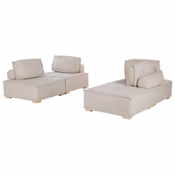 Modular Living Room Set TIBRO Fabric Light Beige 4 Seater
