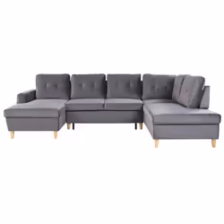 Sofa Bed LERUM Velvet Grey 4 Seater