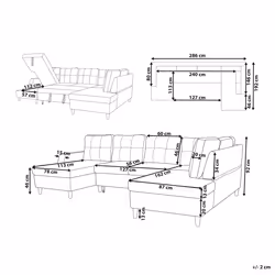 Sofa Bed LERUM Velvet Grey 4 Seater
