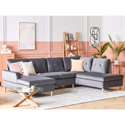 Sofa Bed LERUM Velvet Grey 4 Seater