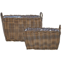 Set of 2 Plant Pots ORMOS PE Rattan 53/59 cm Brown