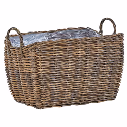 Set of 2 Plant Pots ORMOS PE Rattan 53/59 cm Brown
