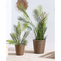 Set of 2 Plant Pots SARTI PE Rattan Brown