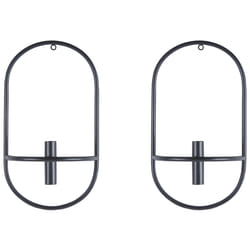 Set of 2 Wall Candle Holders CAVIANA Metal 38 cm Black