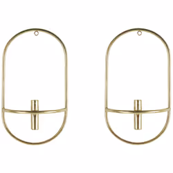 Set of 2 Wall Candle Holders CAVIANA Metal 38 cm Gold
