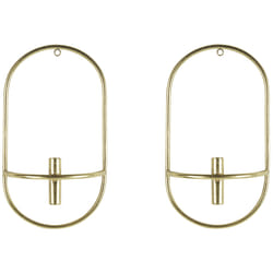 Set of 2 Wall Candle Holders CAVIANA Metal 38 cm Gold