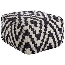 Wool Pouffe Black and White KNIDOS