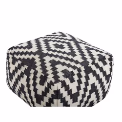 Wool Pouffe Black and White KNIDOS