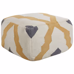 Wool Pouffe Beige and Yellow ZEUGMA