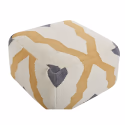 Wool Pouffe Beige and Yellow ZEUGMA