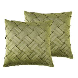 Set of 2 Velvet Pleated Cushions 43 x 43 cm Green NARCISSUS
