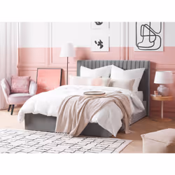 Ottoman Bed Velvet VION 140 x 200 cm (EU Double) Grey