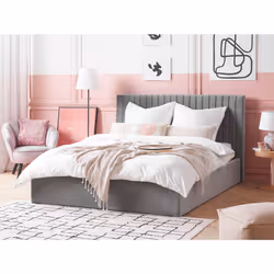 Ottoman Bed Velvet VION 160 x 200 cm (EU King Size) Grey