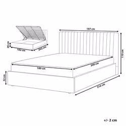 Ottoman Bed Velvet VION 180 x 200 cm (EU Super King) Grey