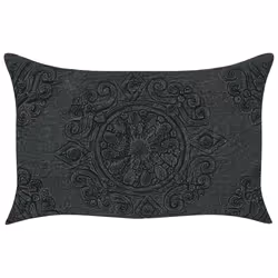 Set of 2 Cushions VELOOR Boucle 30 x 50 cm Solid Embossed Dark Grey