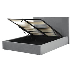Ottoman Bed Velvet LORIENT 140 x 200 cm (EU Double) Light Grey