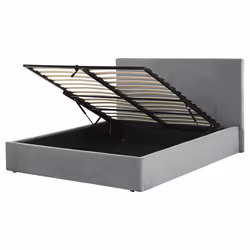 Ottoman Bed Velvet LORIENT 160 x 200 cm (EU King Size) Light Grey