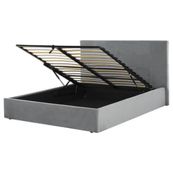 Ottoman Bed Velvet LORIENT 160 x 200 cm (EU King Size) Light Grey