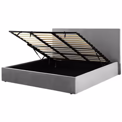 Ottoman Bed Velvet LORIENT 180 x 200 cm (EU Super King) Light Grey