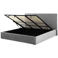 Ottoman Bed Velvet LORIENT 180 x 200 cm (EU Super King) Light Grey