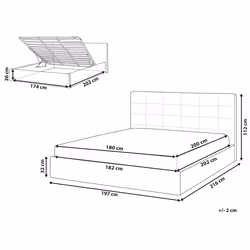 Ottoman Bed Velvet LORIENT 180 x 200 cm (EU Super King) Light Grey