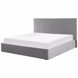 Ottoman Bed Velvet LORIENT 180 x 200 cm (EU Super King) Light Grey