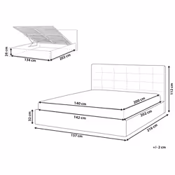 Ottoman Bed Fabric LORIENT 140 x 200 cm (EU Double) Light Grey