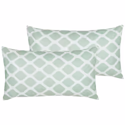 Set of 2 Outdoor Cushions KALAMOS Geometric Pattern 40 x 70 cm Mint Green
