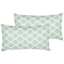 Set of 2 Outdoor Cushions KALAMOS Geometric Pattern 40 x 70 cm Mint Green