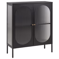 Glass Display Cabinet SARRE Metal 90 cm Black