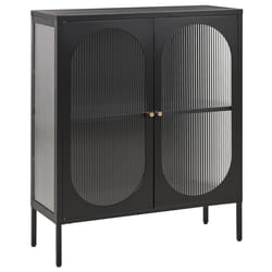 Glass Display Cabinet SARRE Metal 90 cm Black