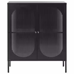 Glass Display Cabinet SARRE Metal 90 cm Black