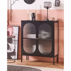 Glass Display Cabinet SARRE Metal 90 cm Black