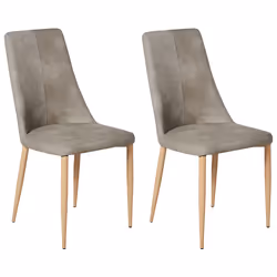 Set of 2 Dining Chairs CLAYTON Faux Leather Light Grey