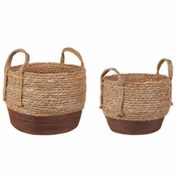Set of 2 Seagrass Plant Pot Baskets Natural PALADJU